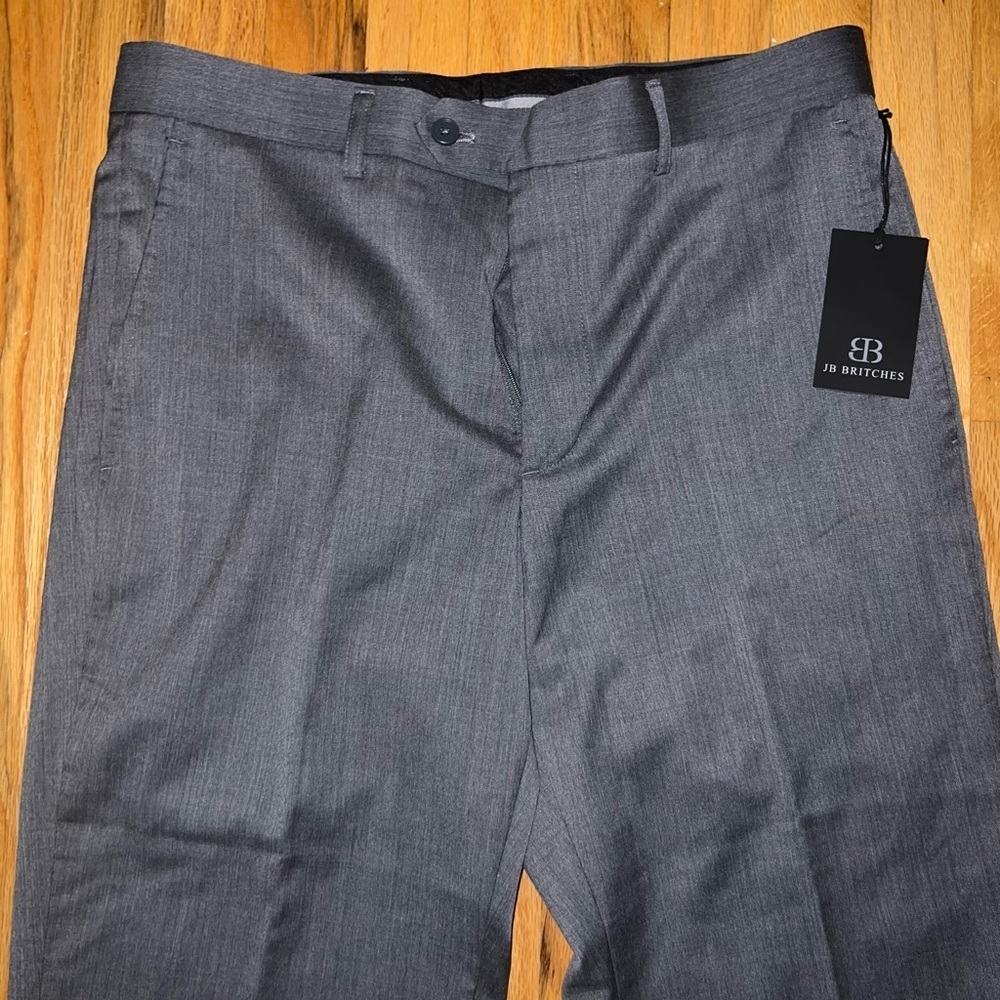 NWT - JB Britches Wool Blend Dress Pants Mens Grey Straight Slacks